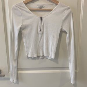 White American Eagle Long Sleeve Half Zip Crop Top